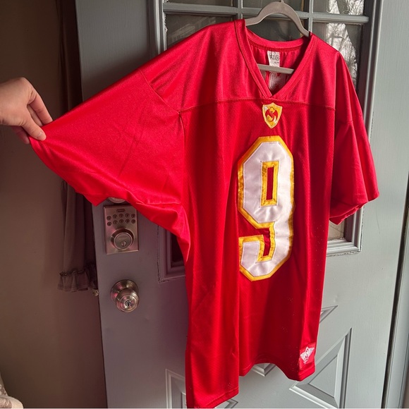 Vintage Tech N9ne Chiefs Football Jersey Strange Music Red & Yellow #9 v1 Men XL - Picture 3 of 11